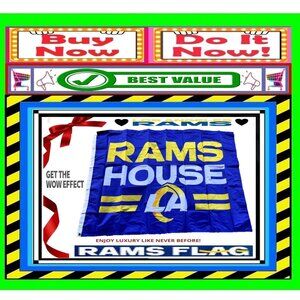 📢 LOS ANGELES RAMS ➕🆒 Logo RAMS HOUSE Slogan FLAG Deluxe BANNER🟢💸BUY NOW‼️🟢